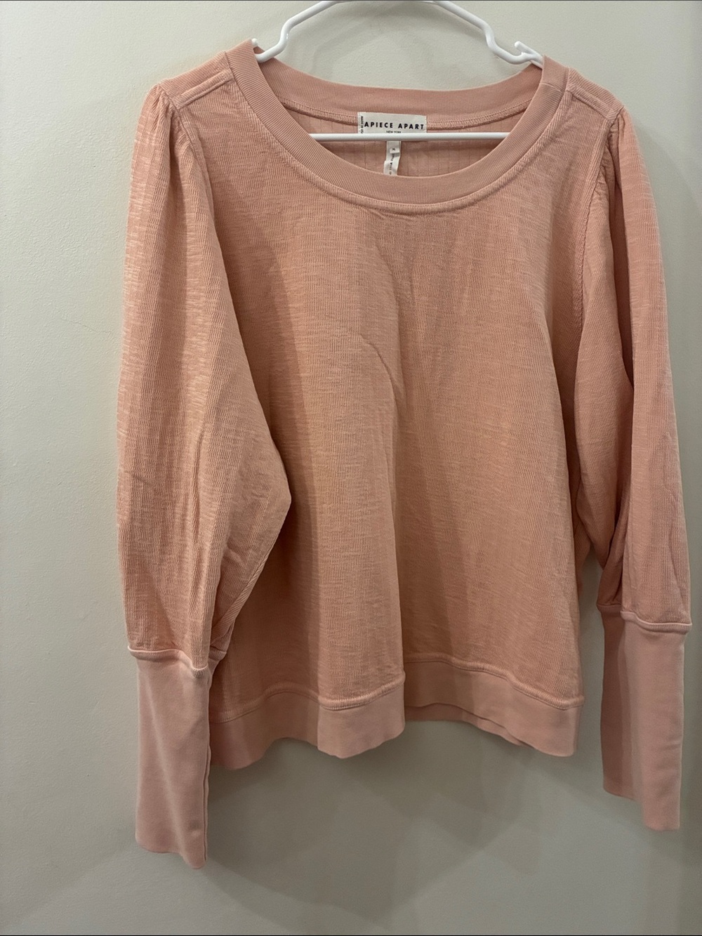 APIECE APART Women's Long Sleeve Pullover - Dusty Rose - XL - organic cotton